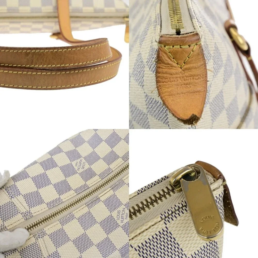 LOUIS VUITTON Logo Totally MM Shoulder Bag Damier Azur Leather WE